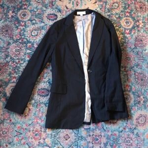 Blazer dark navy blue with shiny silver lining.